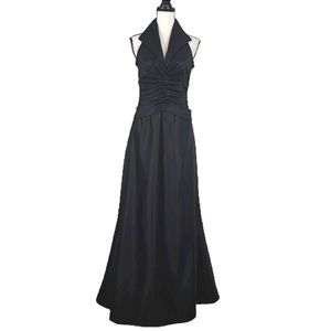 NEW Tadashi Shoji Ruched Collared Sleeveless Maxi Dress Sz 12